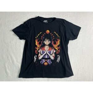 Acid Pop Sailor Mars Anime Graphic Black Crew Neck  T-Shirt Women's L